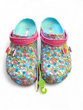 Lisa Frank x Crocs Classic Clog Rainbow Unicorn Arctic Blue Men 12 Women’s 14